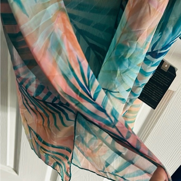 Democracy Aqua Multi Color Palm Swimwear Coverup - Picture 7 of 16